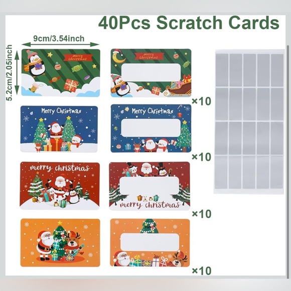 Festive Christmas Scratch Cards Set 40 Count - Picture 2 of 7